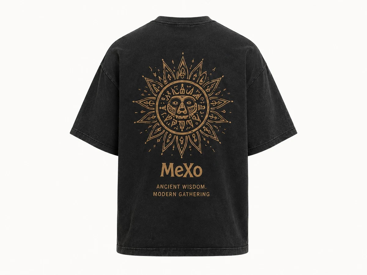 Gathering Sun Tee in Washed black; catalogue design concept, back view