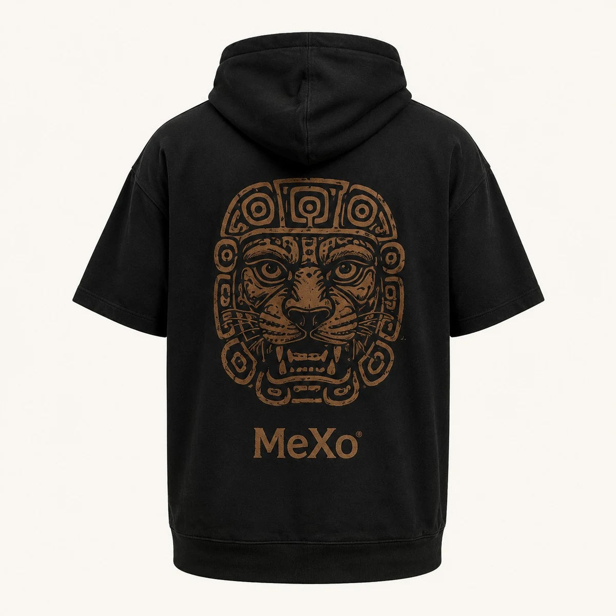 Jaguar Short Sleeve Hoodie in Black; catalogue design concept, back view
