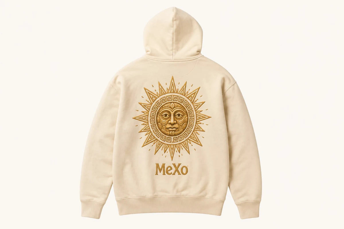 Sun Graphic Hoodie in Cream; catalogue design concept, back view